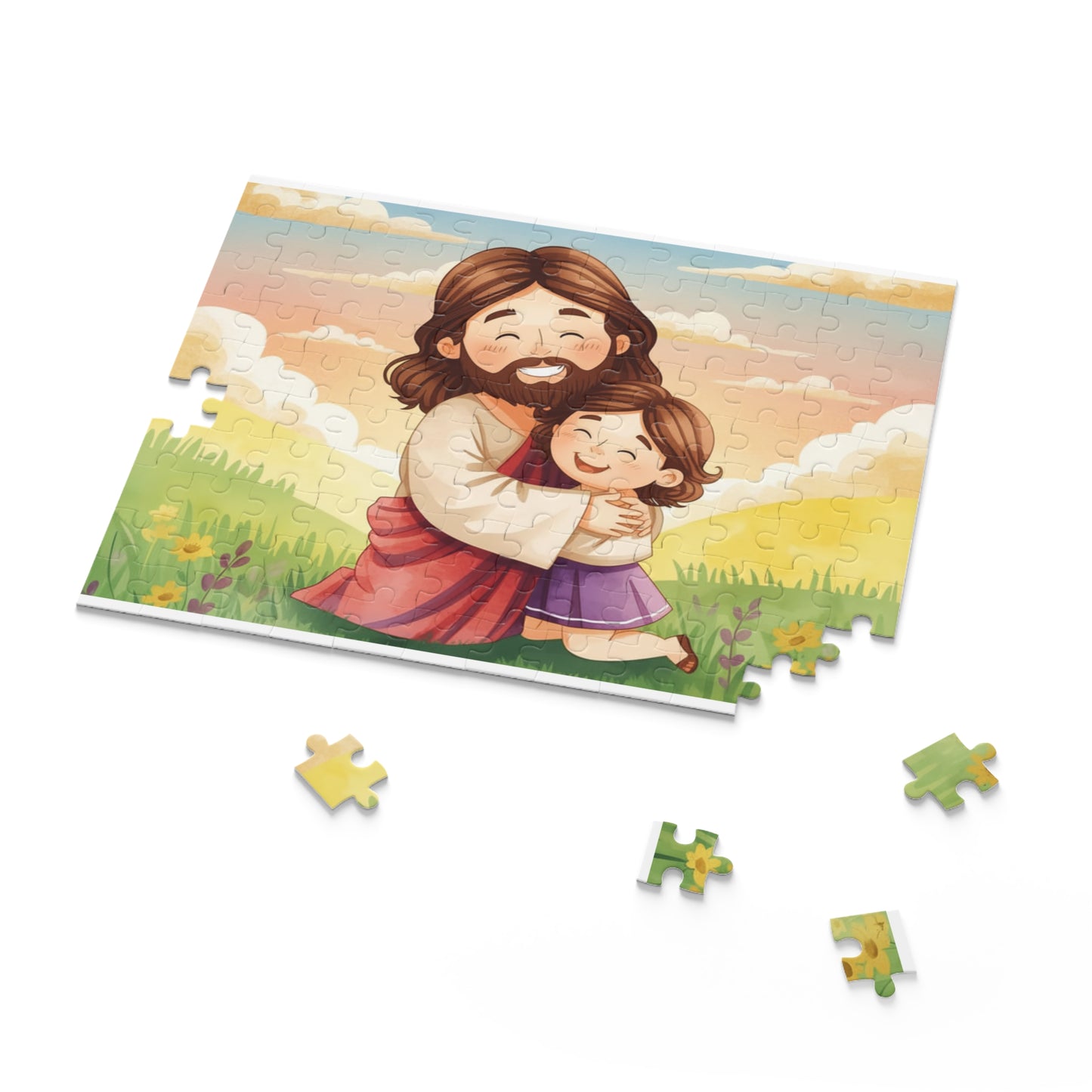 Jesus Hugging Girl Puzzle — Christian Faith 120/252/500-Piece Jigsaw