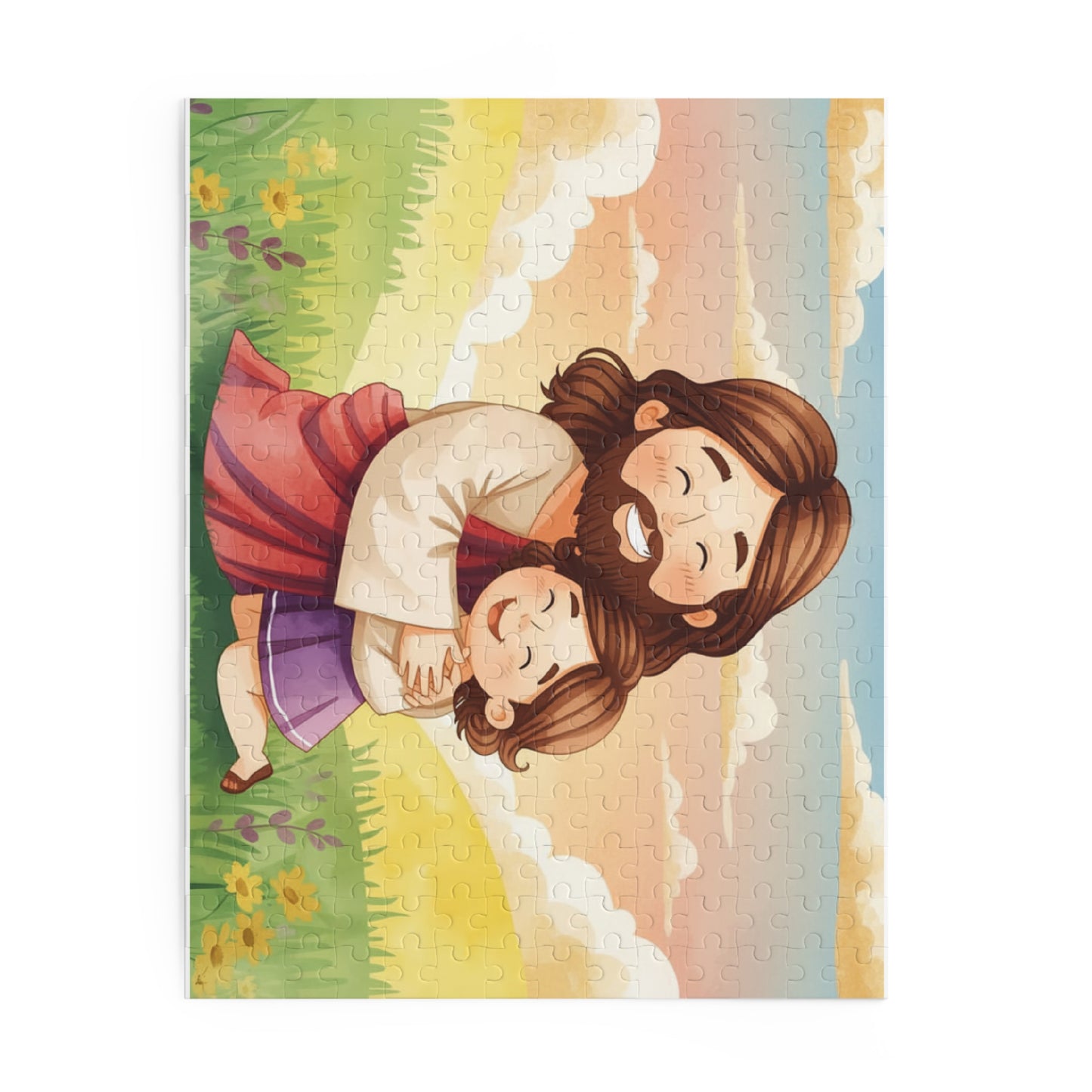 Jesus Hugging Girl Puzzle — Christian Faith 120/252/500-Piece Jigsaw