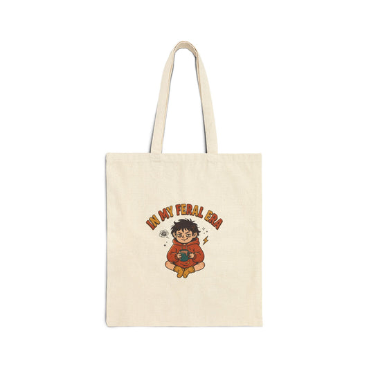 In My Feral Era tote | chaotic cute, vintage mascot raccoon style