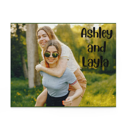 Personalized Photo Puzzle — Custom Names "Ashley and Layla" (120/252/500-Piece)