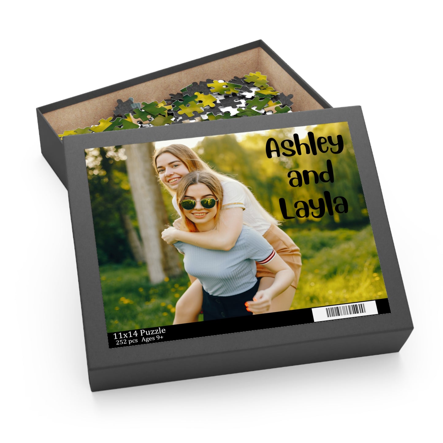 Personalized Photo Puzzle — Custom Names "Ashley and Layla" (120/252/500-Piece)