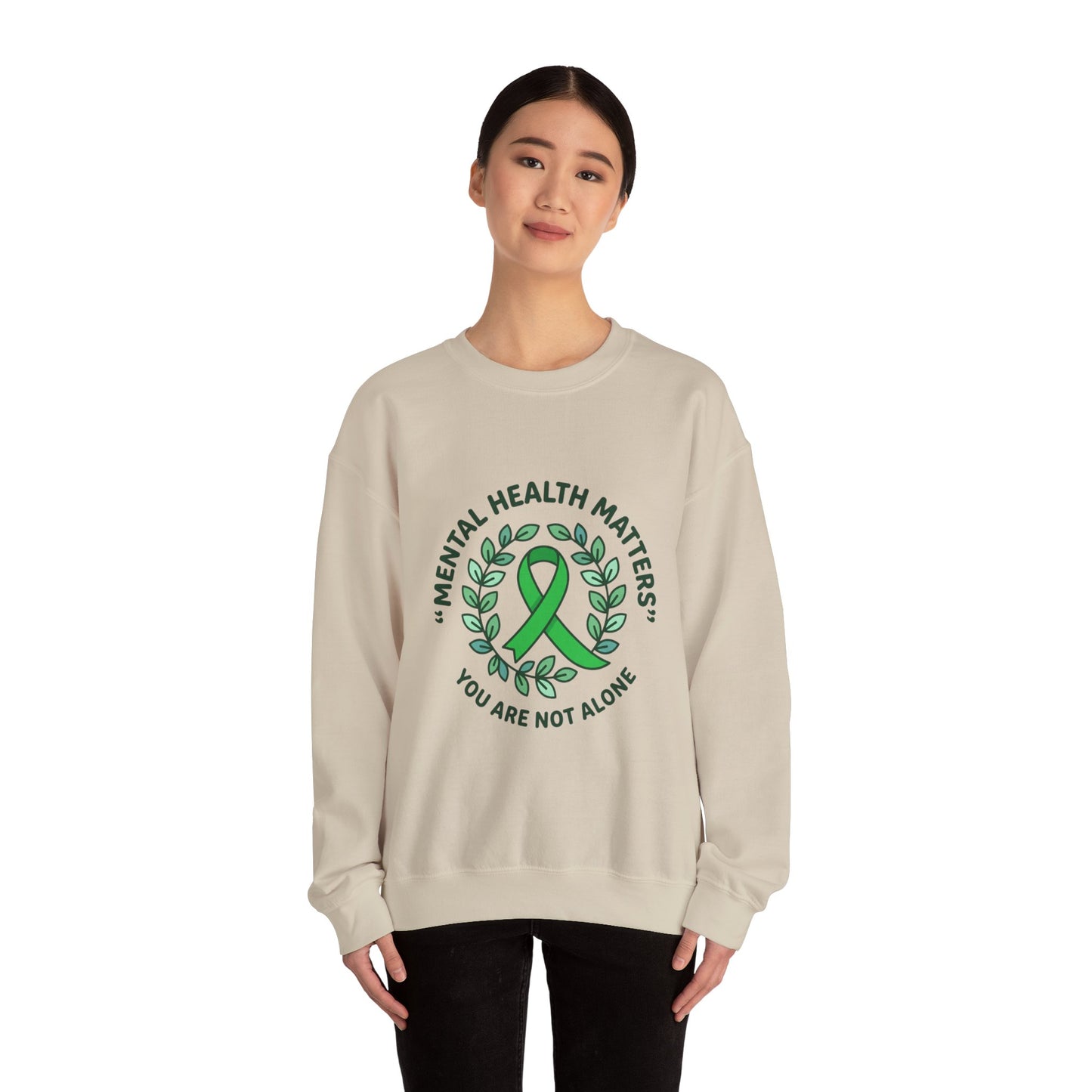 Mental Health Matters Crewneck | Wear Green awareness ribbon, self-care