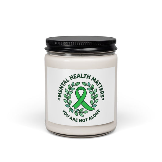 Mental Health Matters Soy Candle | Wear Green awareness ribbon, self-care