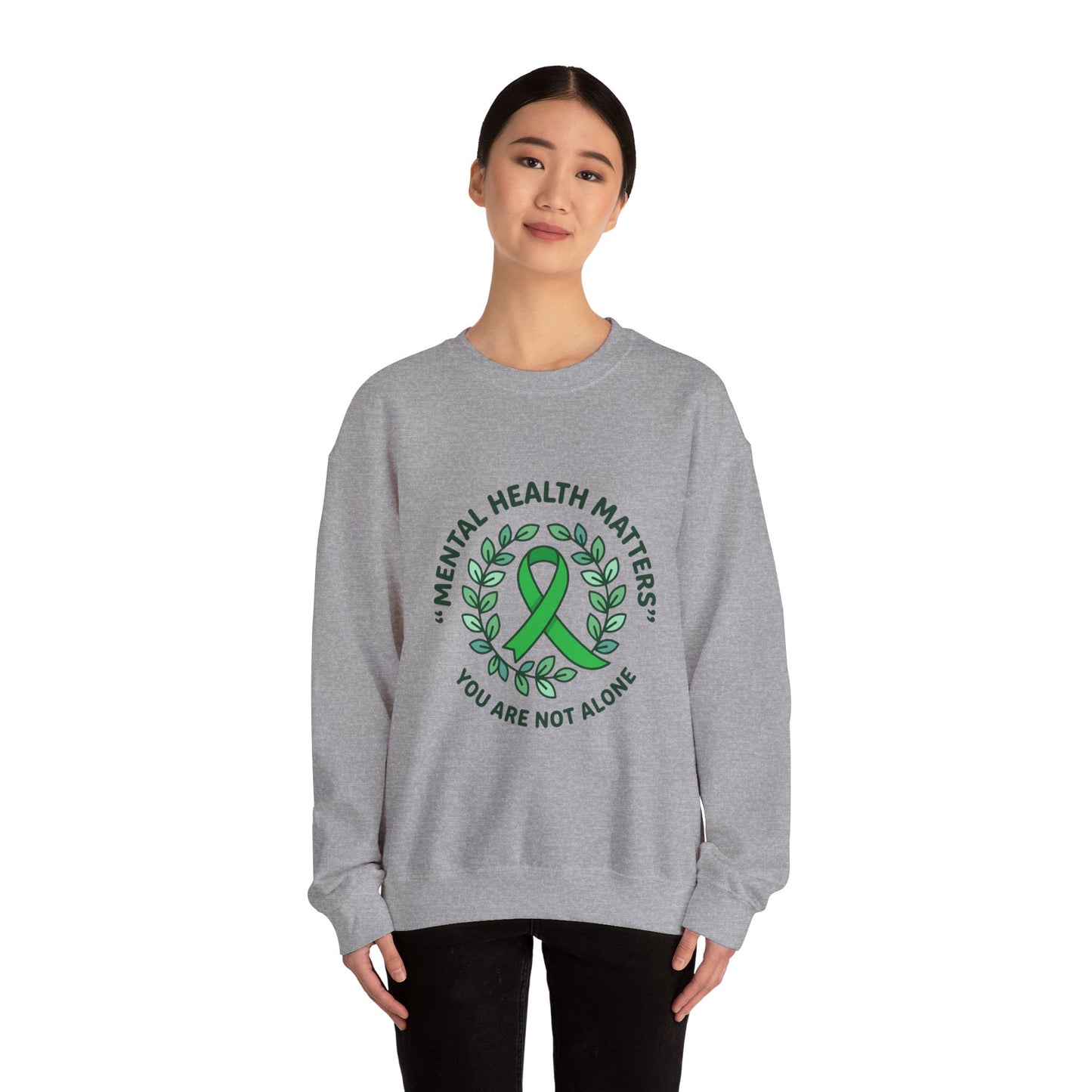 Mental Health Matters Crewneck | Wear Green awareness ribbon, self-care
