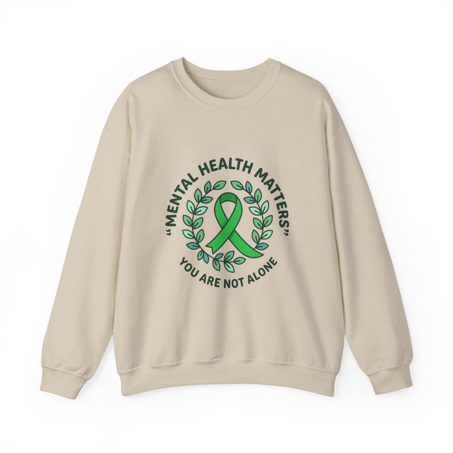 Mental Health Matters Crewneck | Wear Green awareness ribbon, self-care