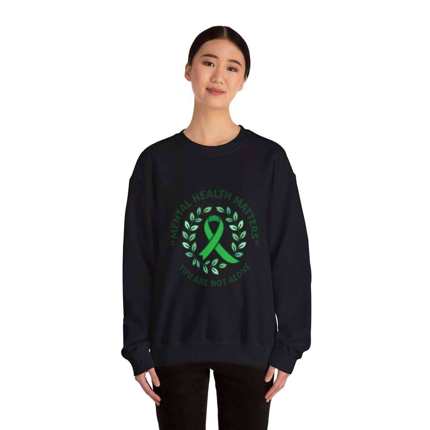 Mental Health Matters Crewneck | Wear Green awareness ribbon, self-care