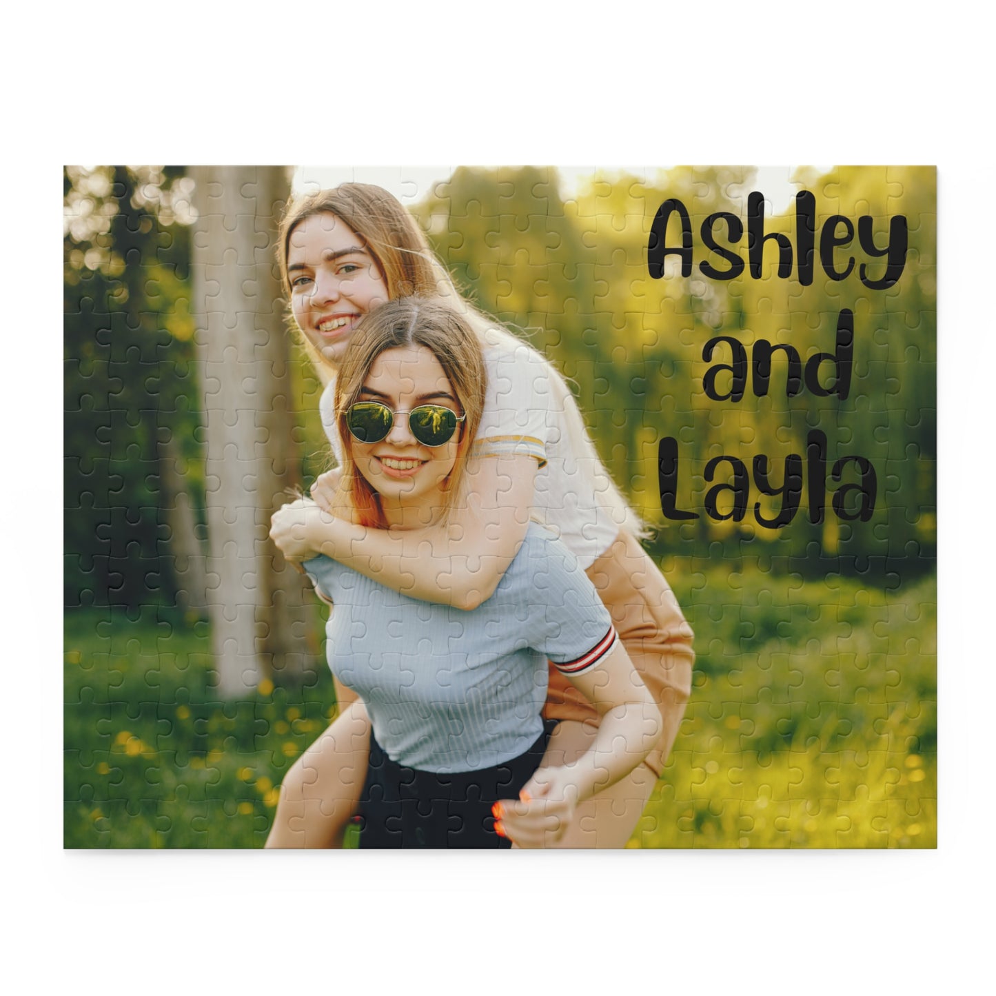 Personalized Photo Puzzle — Custom Names "Ashley and Layla" (120/252/500-Piece)
