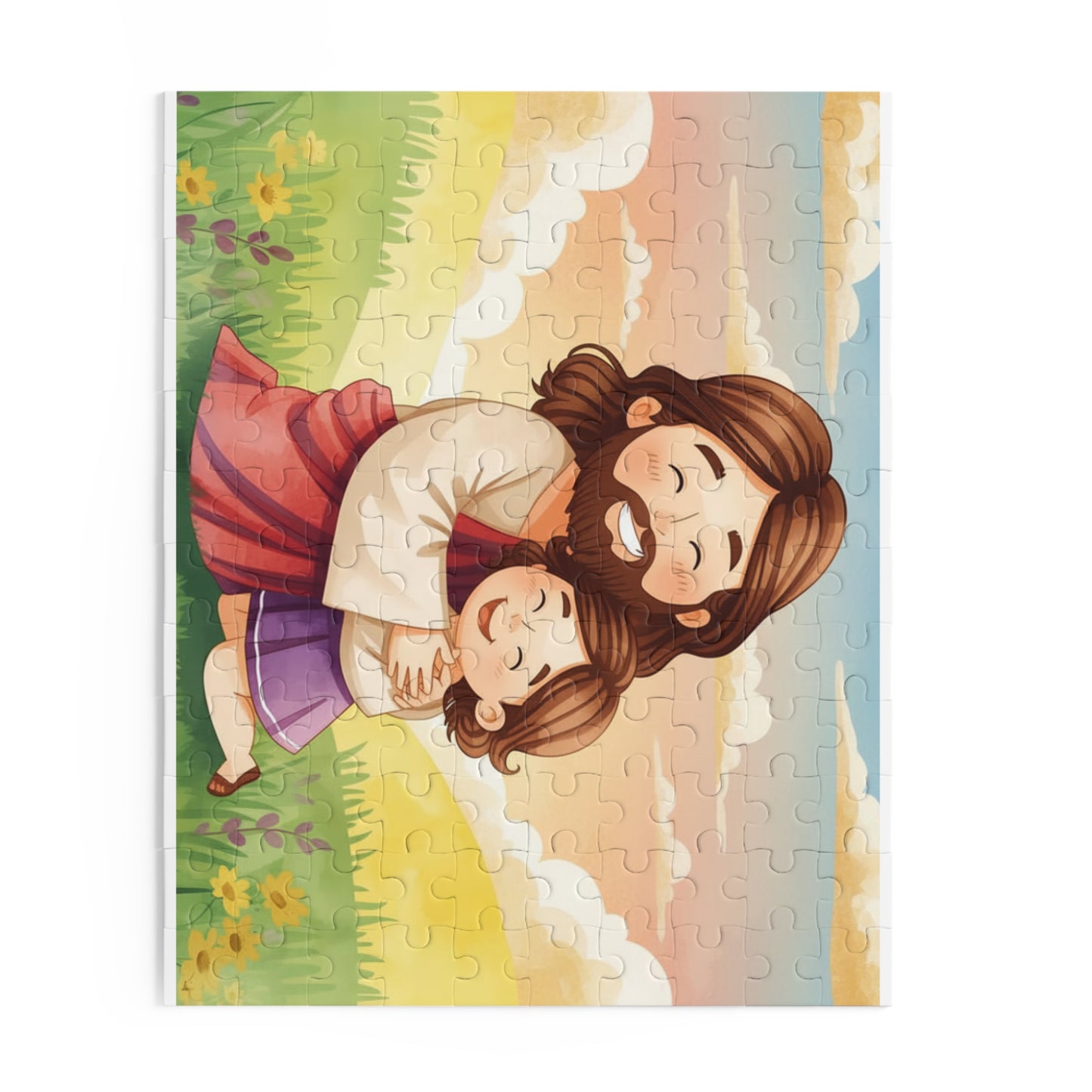 Jesus Hugging Girl Puzzle — Christian Faith 120/252/500-Piece Jigsaw