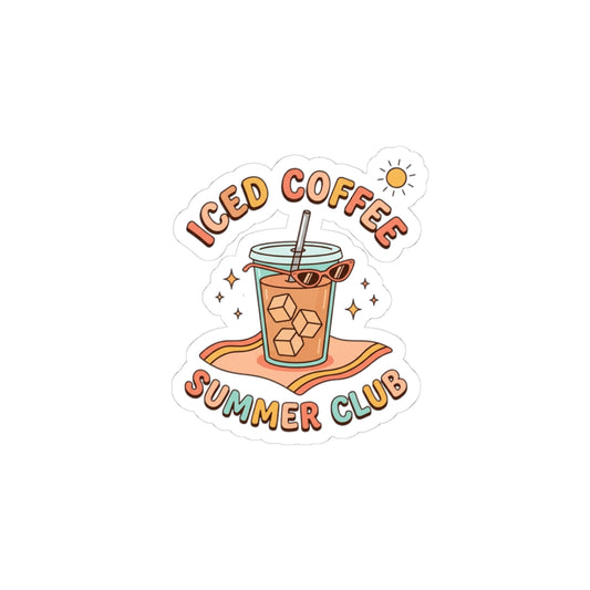 Iced Coffee Summer Club Sticker | summer aesthetic, pastel coastal vibes
