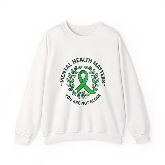 Mental Health Matters Crewneck | Wear Green awareness ribbon, self-care
