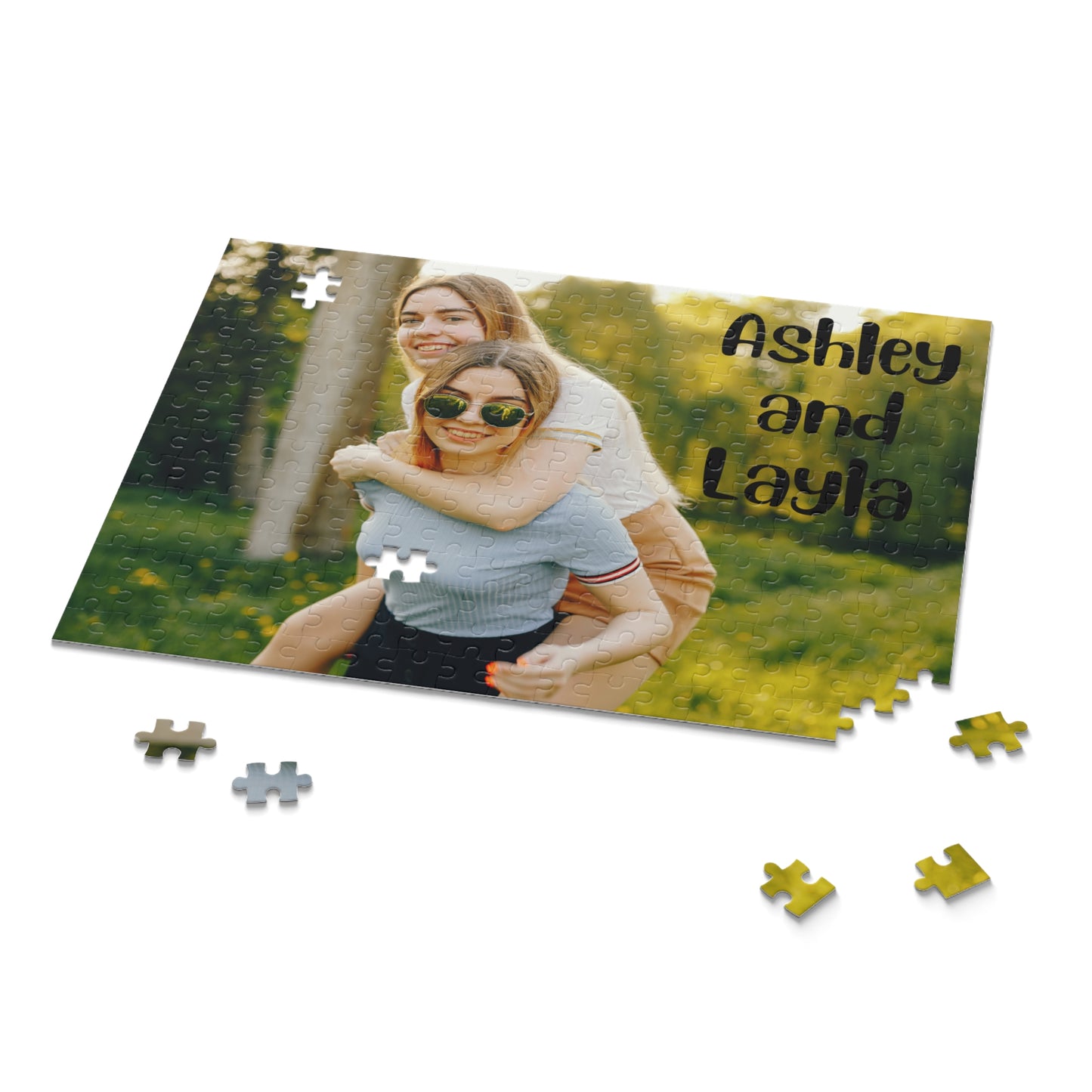 Personalized Photo Puzzle — Custom Names "Ashley and Layla" (120/252/500-Piece)