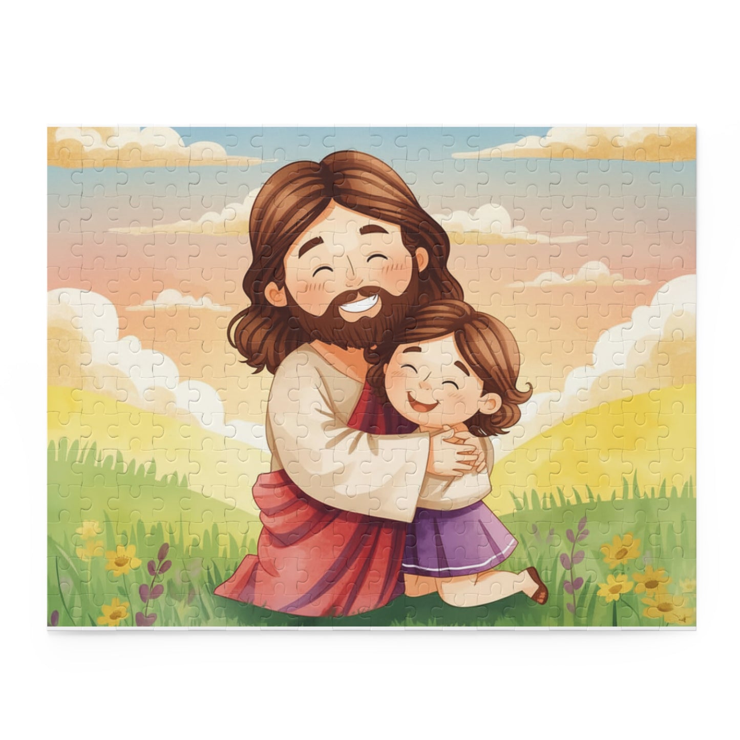 Jesus Hugging Girl Puzzle — Christian Faith 120/252/500-Piece Jigsaw