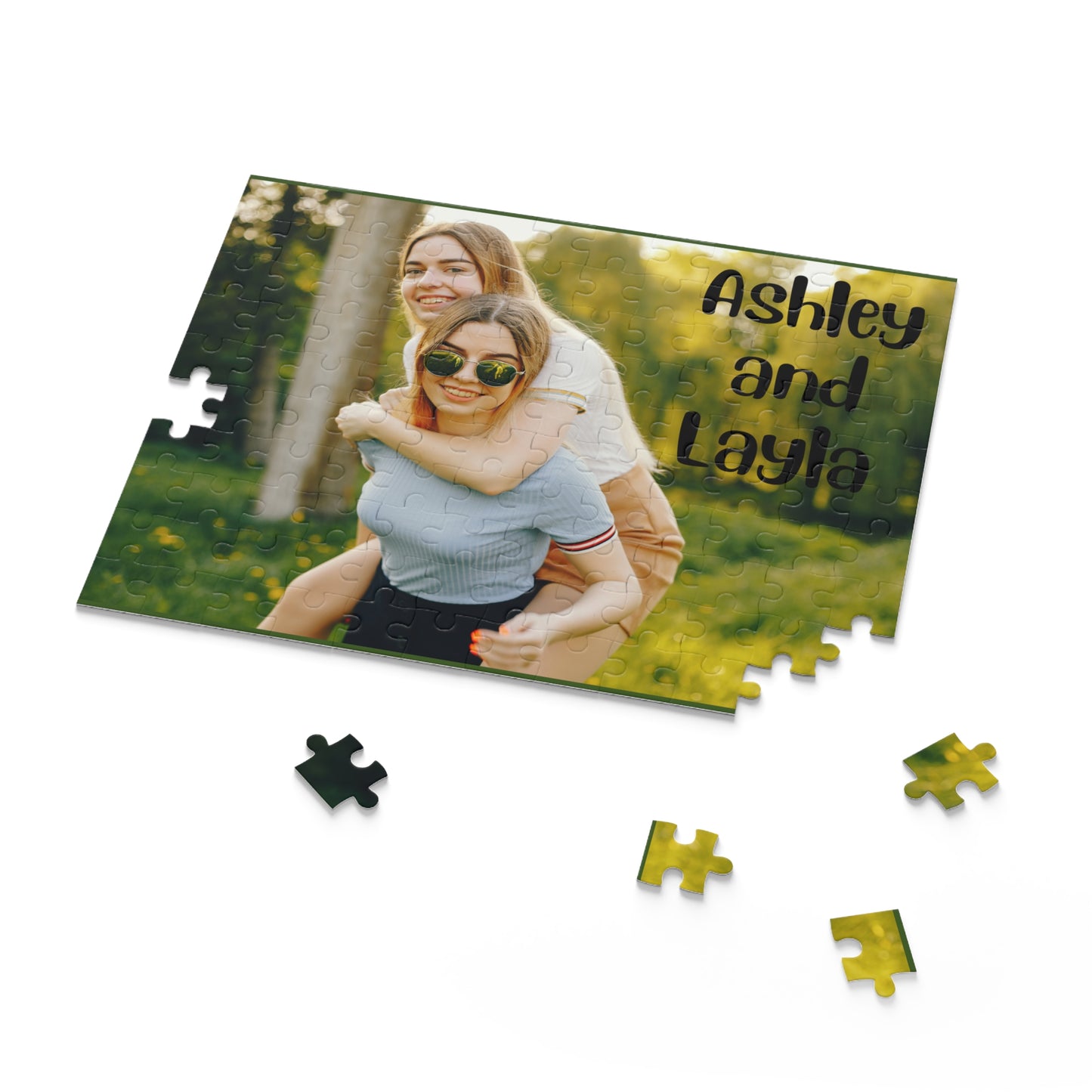 Personalized Photo Puzzle — Custom Names "Ashley and Layla" (120/252/500-Piece)